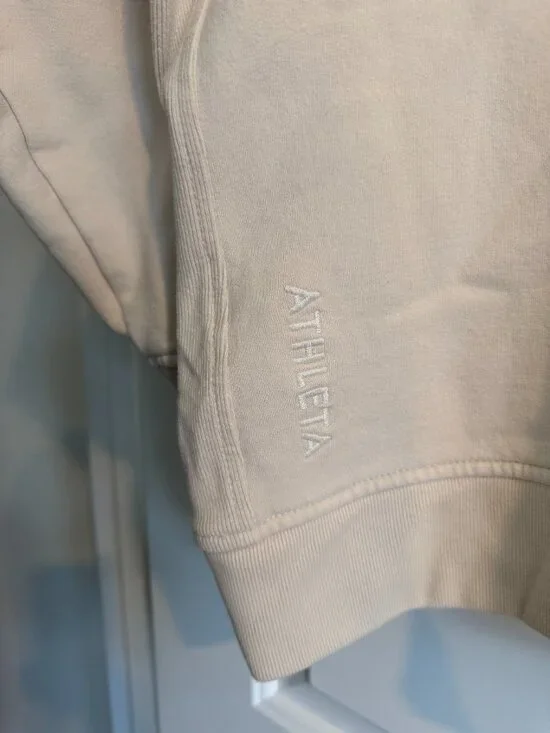 Athleta Cream Quarter Zip Fleece Sweatshirt Size XL - Picture 5 of 5